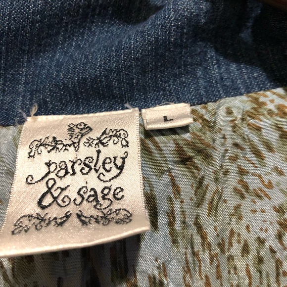 Beautifully decorated very feminine denim jacket size L by Parsley & Sage - Picture 2 of 5